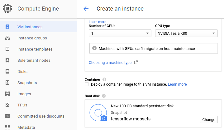 MooseFS disk snapshot in Google Cloud