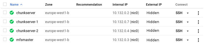 MooseFS instances in Google Cloud